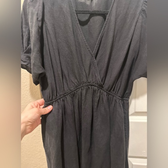 The Korner Empire Dress in Black Linen/Tencel blend Boho Lagenlook Cottagecore,M - Picture 10 of 14